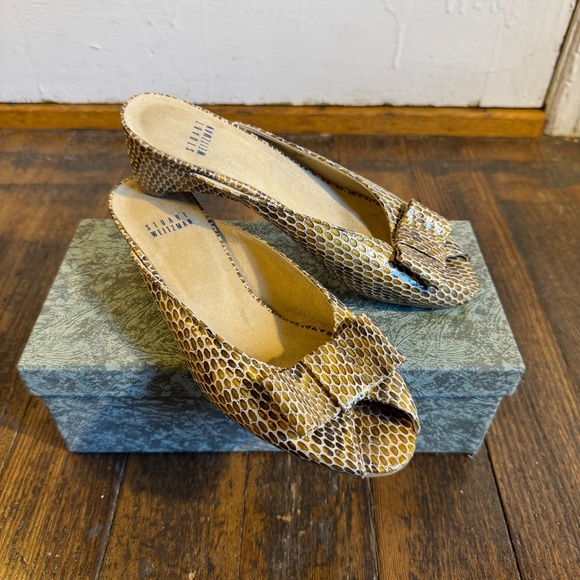Stuart Weitzman Python Peeptoe Slides size 7.5 EUC - Picture 2 of 7